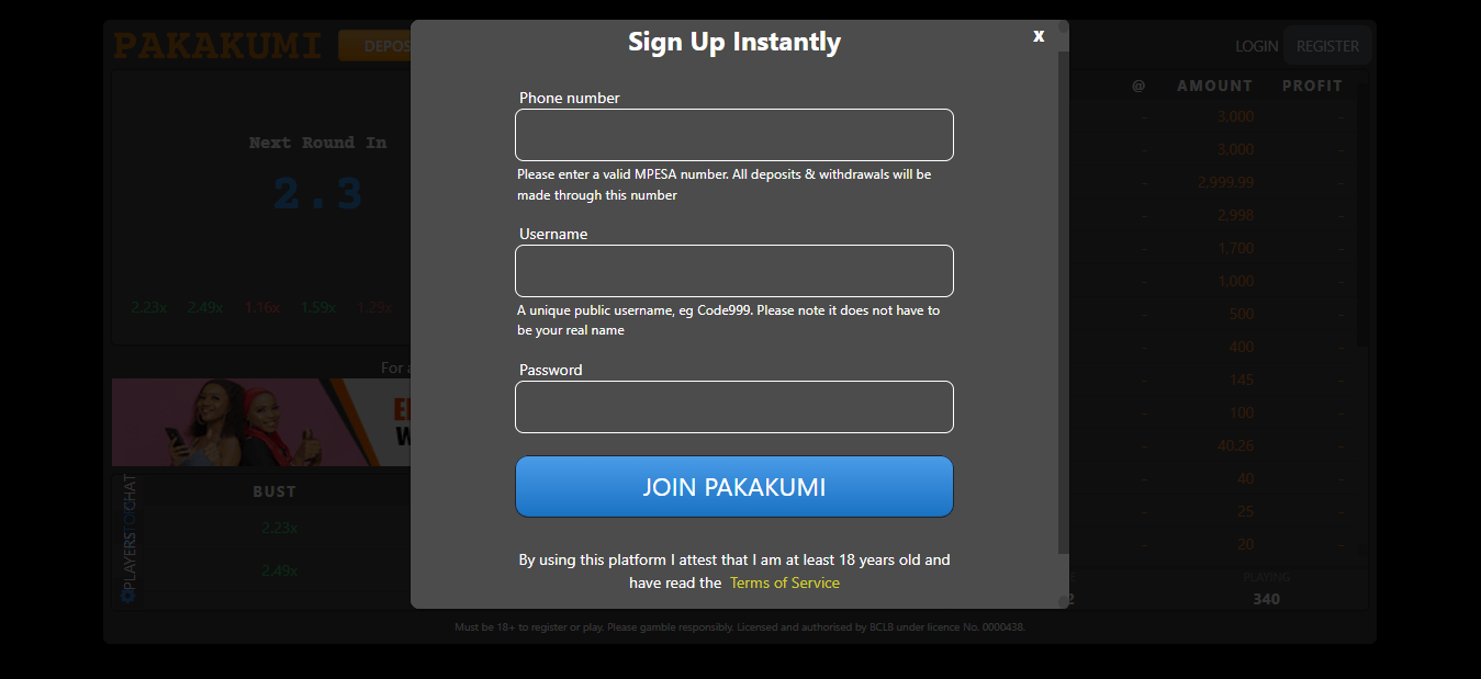 Pakakumi Registration Form Pakakumi Registration Form.